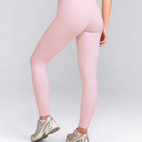 SoftMotion™ High Waisted Leggings with Gray Logo | Soft Girl Pink