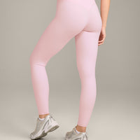 SoftMotion™ High Waisted Leggings with Gray Logo | Soft Girl Pink