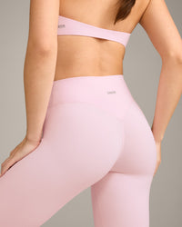 SoftMotion™ High Waisted Leggings with Gray Logo | Soft Girl Pink
