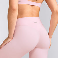 SoftMotion™ High Waisted Leggings with Gray Logo | Soft Girl Pink