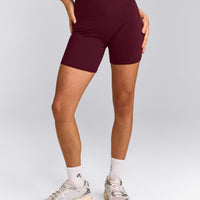 SoftMotion™ High Waisted Shorts 6" with Gray Logo | Cherry Lacquer Purple