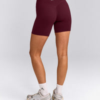 SoftMotion™ High Waisted Shorts 6" with Gray Logo | Cherry Lacquer Purple