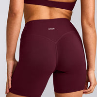 SoftMotion™ High Waisted Shorts 6" with Gray Logo | Cherry Lacquer Purple