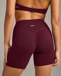 SoftMotion™ High Waisted Shorts 6" with Gray Logo | Cherry Lacquer Purple