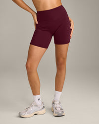 SoftMotion™ High Waisted Shorts 6" with Gray Logo | Cherry Lacquer Purple