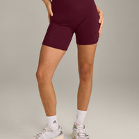 SoftMotion™ High Waisted Shorts 6" with Gray Logo | Cherry Lacquer Purple