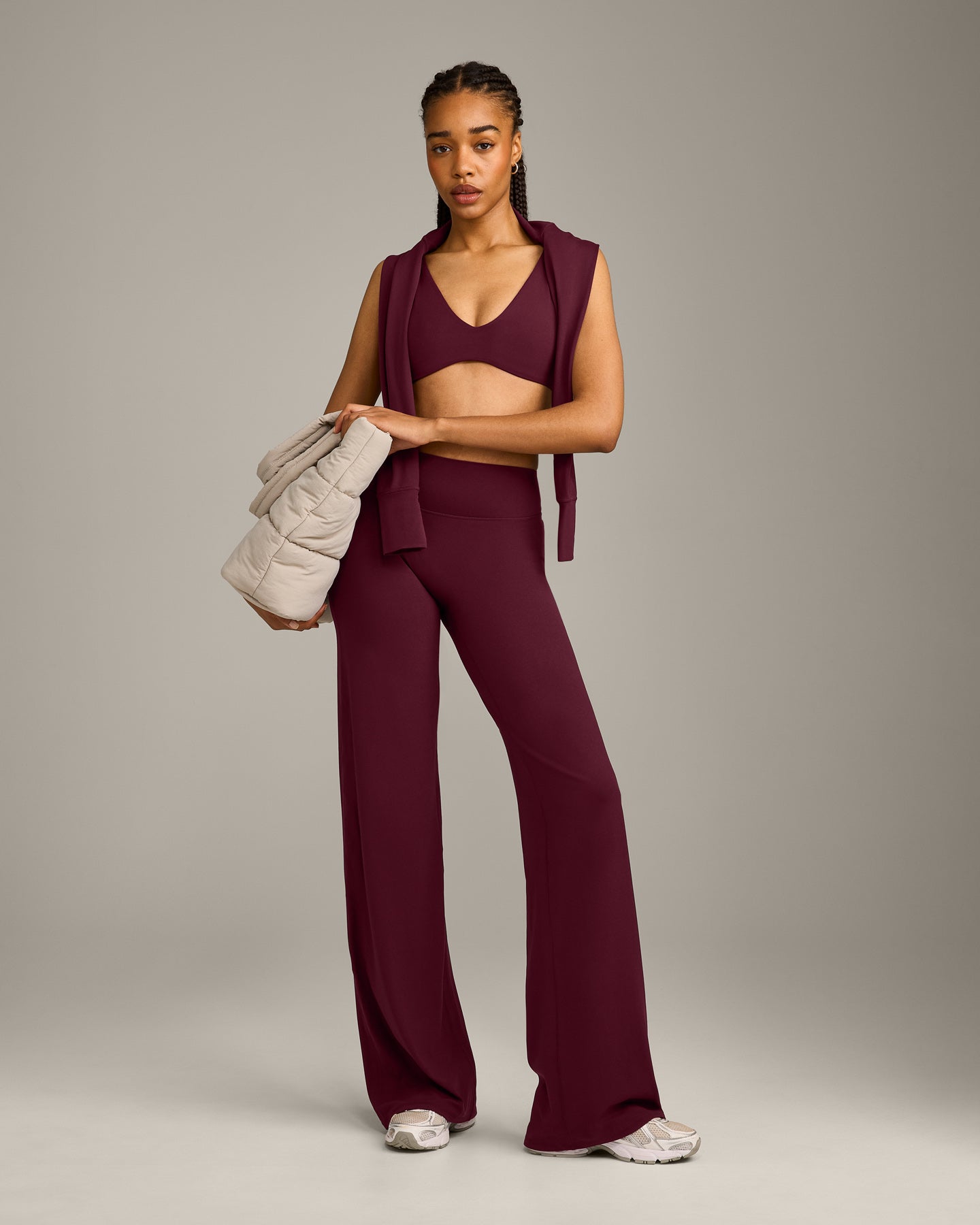 SoftMotion™ Straight Leg Bottoms with Gray Logo | Cherry Lacquer Purple