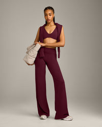 SoftMotion™ Straight Leg Bottoms with Gray Logo | Cherry Lacquer Purple