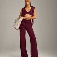 SoftMotion™ Straight Leg Bottoms with Gray Logo | Cherry Lacquer Purple