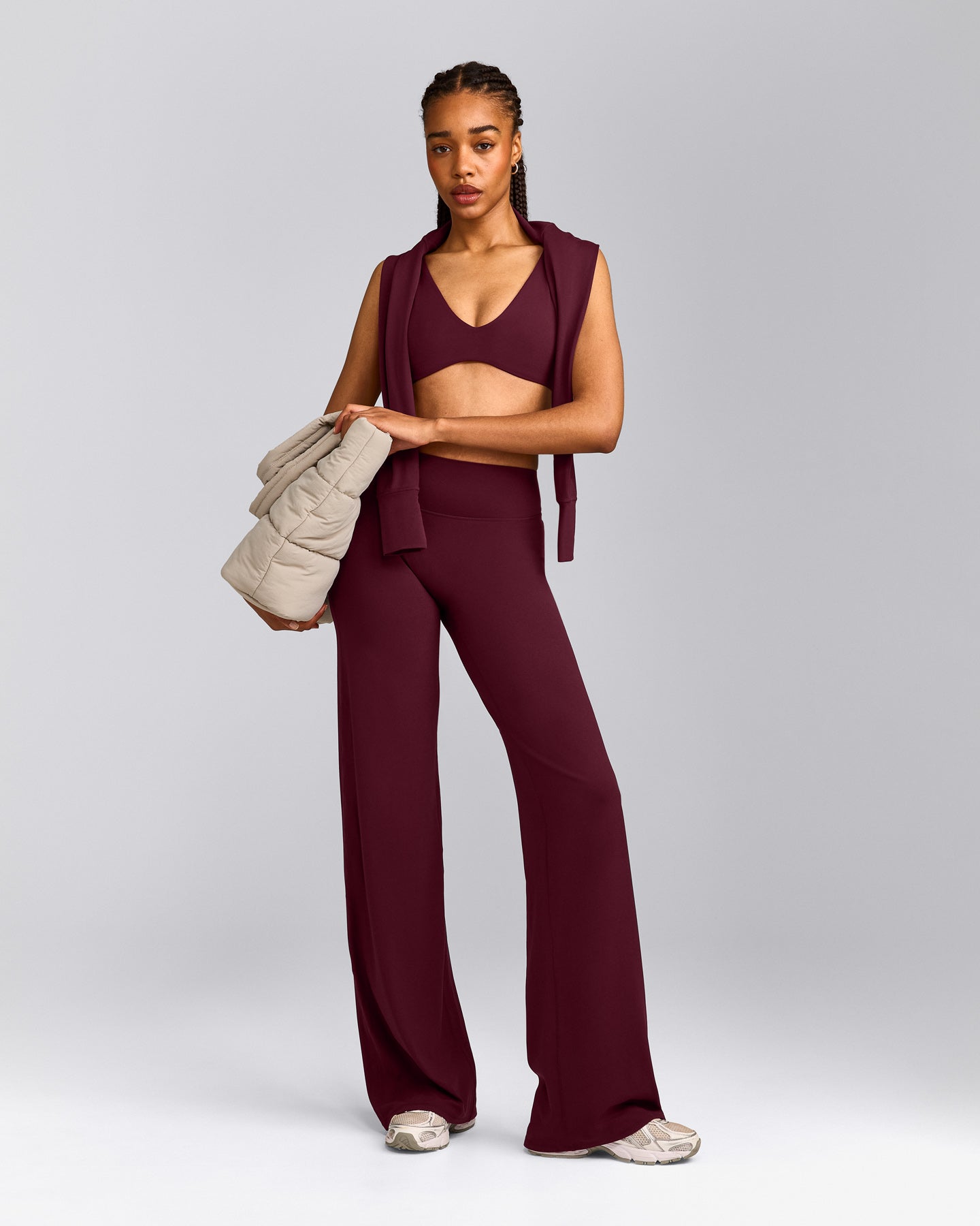 SoftMotion™ Straight Leg Pants with Gray Logo | Cherry Lacquer Purple