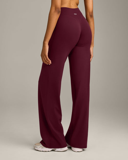 SoftMotion™ Straight Leg Pants with Gray Logo | Cherry Lacquer Purple