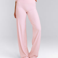 SoftMotion™ Straight Leg Pants with Gray Logo | Soft Girl Pink