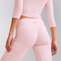 SoftMotion™ Straight Leg Pants with Gray Logo | Soft Girl Pink