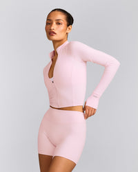 SoftMotion™ Mid Jacket with Gray Logo | Soft Girl Pink