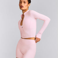 SoftMotion™ Mid Jacket with Gray Logo | Soft Girl Pink