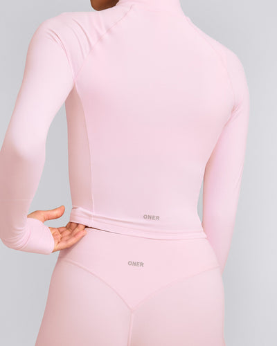 SoftMotion™ Mid Jacket with Gray Logo | Soft Girl Pink