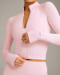 SoftMotion™ Mid Jacket with Gray Logo | Soft Girl Pink
