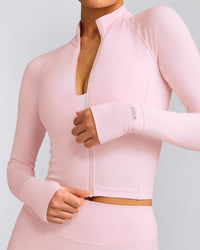 SoftMotion™ Mid Jacket with Gray Logo | Soft Girl Pink
