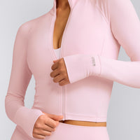 SoftMotion™ Mid Jacket with Gray Logo | Soft Girl Pink