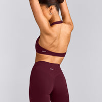 SoftMotion™ Minimal Halter Neck Bralette with Gray Logo | Cherry Lacquer Purple
