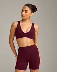 SoftMotion™ Scoop Back Bralette with Gray Logo | Cherry Lacquer Purple