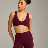 SoftMotion™ Scoop Back Bralette with Gray Logo | Cherry Lacquer Purple