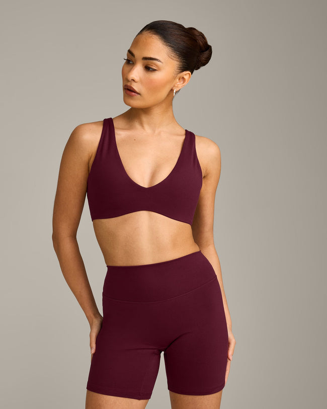 SoftMotion™ Scoop Back Bralette with Gray Logo | Cherry Lacquer Purple