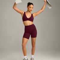 SoftMotion™ Scoop Back Bralette with Gray Logo | Cherry Lacquer Purple