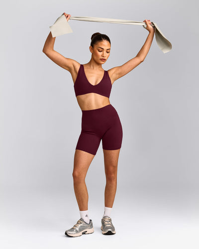 SoftMotion™ Scoop Back Bralette with Gray Logo | Cherry Lacquer Purple