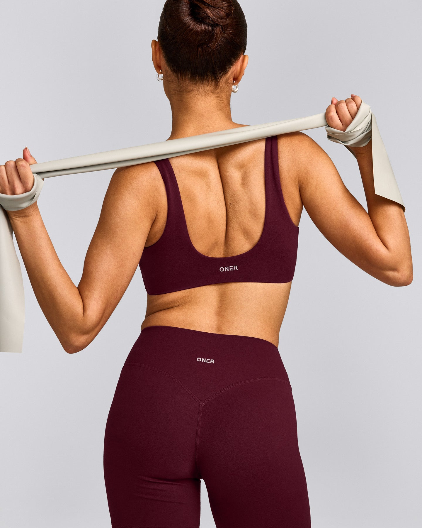 SoftMotion™ Scoop Back Bralette with Gray Logo | Cherry Lacquer Purple