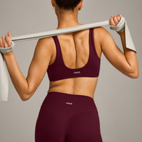 SoftMotion™ Scoop Back Bralette with Gray Logo | Cherry Lacquer Purple