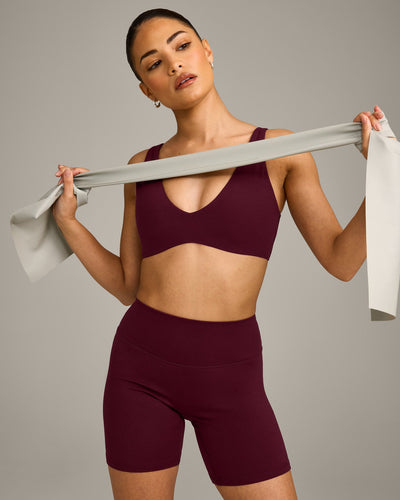 SoftMotion™ Scoop Back Bralette with Gray Logo | Cherry Lacquer Purple