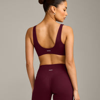 SoftMotion™ Scoop Back Bralette with Gray Logo | Cherry Lacquer Purple