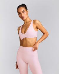 SoftMotion™ Scoop Back Bralette with Gray Logo | Soft Girl Pink