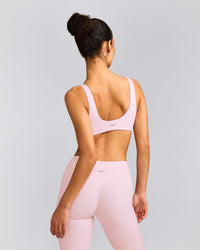 SoftMotion™ Scoop Back Bralette with Gray Logo | Soft Girl Pink