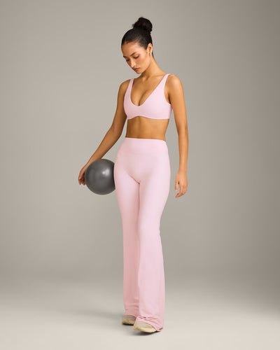 SoftMotion™ Scoop Back Bralette with Gray Logo | Soft Girl Pink