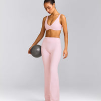 SoftMotion™ Scoop Back Bralette with Gray Logo | Soft Girl Pink