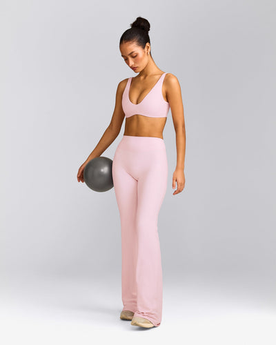 SoftMotion™ Scoop Back Bralette with Gray Logo | Soft Girl Pink