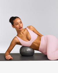 SoftMotion™ Scoop Back Bralette with Gray Logo | Soft Girl Pink