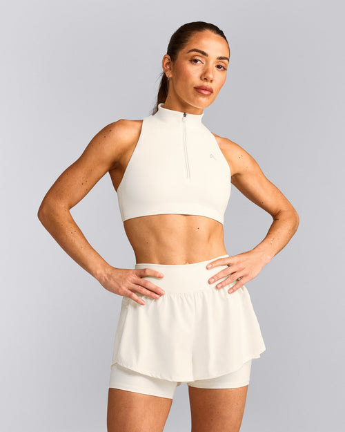 EasyLift™ Zip High Neck Sports Bra | Marshmallow White