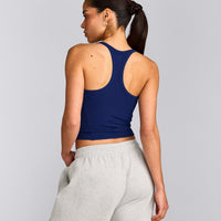 Mellow™ Rib Racer Back Mid Tank Top with Built in Bra Shelf | Varsity Blue