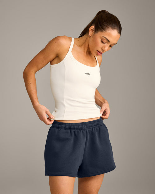Mellow™ Rib Racer Back Tank Top with Built in Bra Shelf | Off White