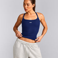 Mellow™ Rib Racer Back Tank Top with Built in Bra Shelf | Varsity Blue