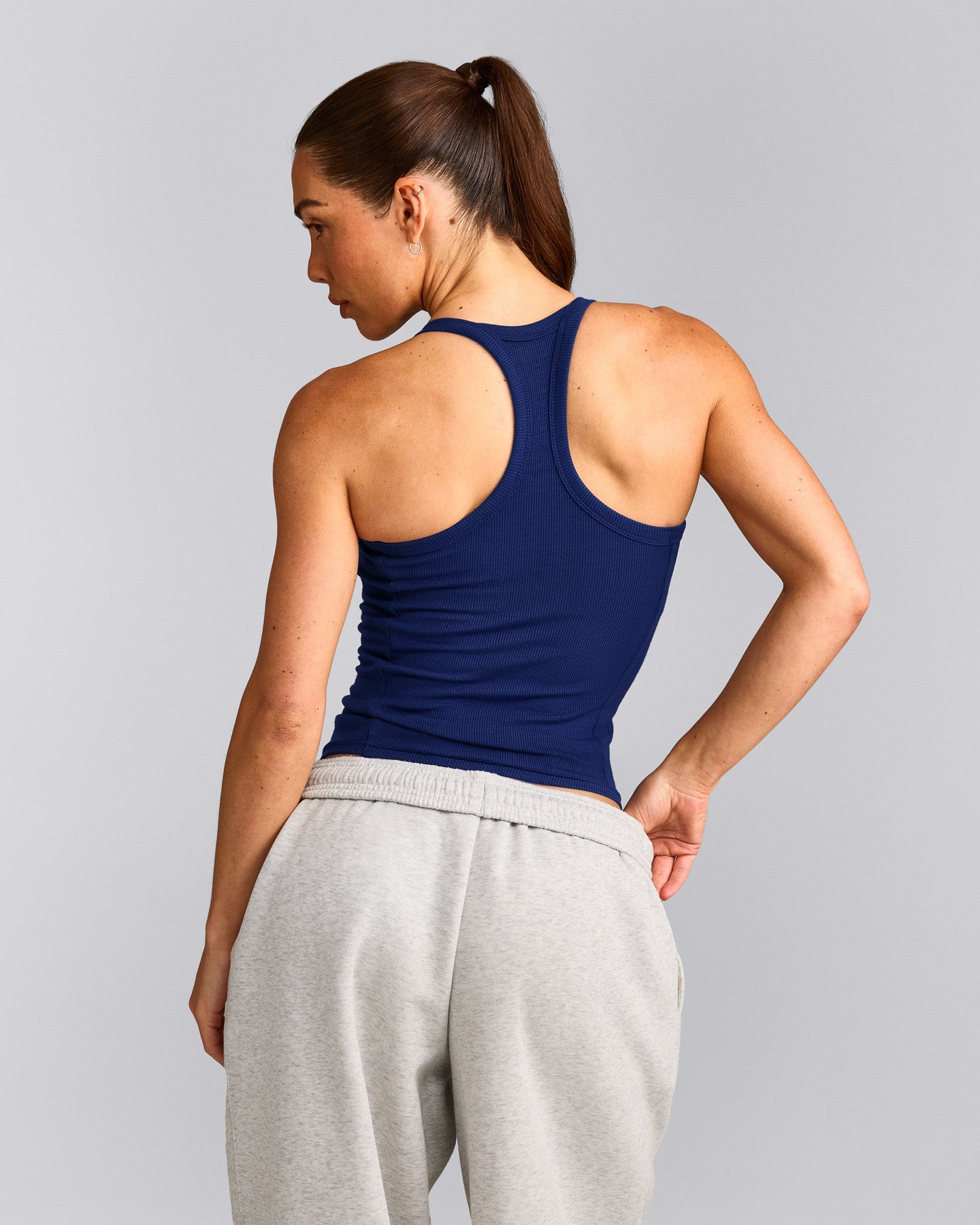 Mellow™ Rib Racer Back Tank Top with Built in Bra Shelf | Varsity Blue