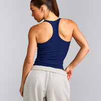 Mellow™ Rib Racer Back Tank Top with Built in Bra Shelf | Varsity Blue