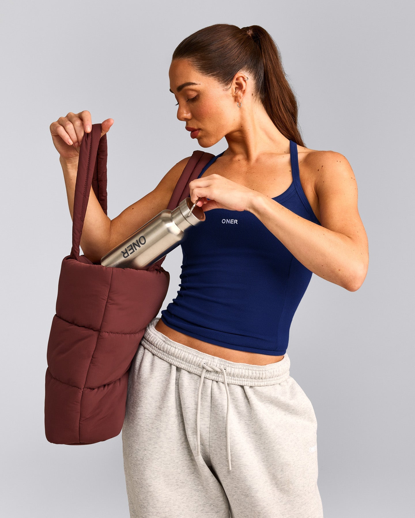 Mellow™ Rib Racer Back Tank Top with Built in Bra Shelf | Varsity Blue