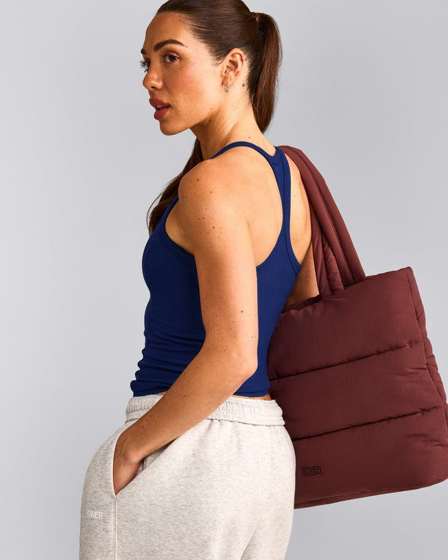 Mellow™ Rib Racer Back Tank Top with Built in Bra Shelf | Varsity Blue