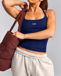 Mellow™ Rib Racer Back Tank Top with Built in Bra Shelf | Varsity Blue