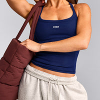 Mellow™ Rib Racer Back Tank Top with Built in Bra Shelf | Varsity Blue