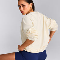 Oversized V Neck Long Sleeve T-Shirt with Oner Graphic | Off White